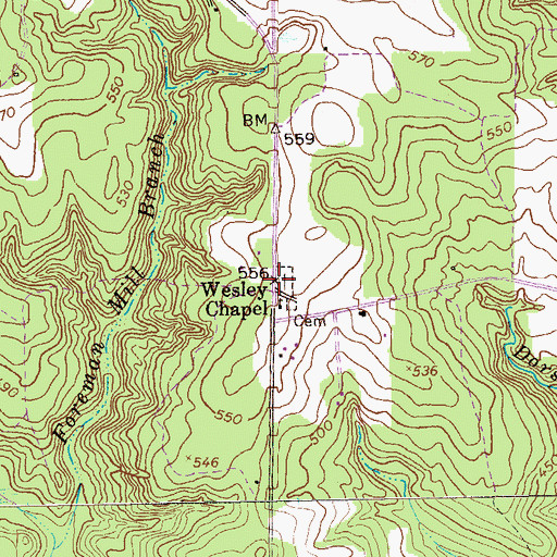 Topographic Map of Wesley Chapel Cemetery, GA