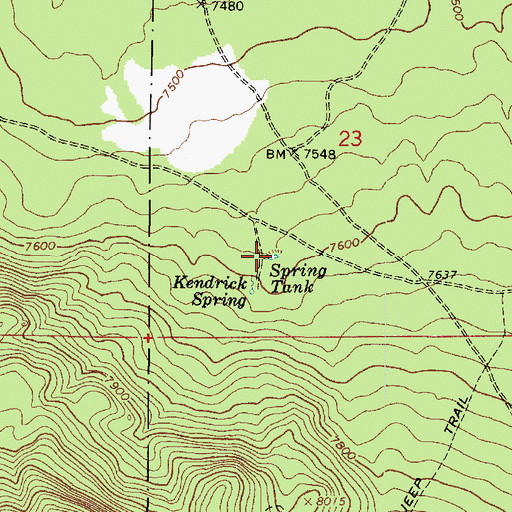 Topographic Map of Spring Tank, AZ