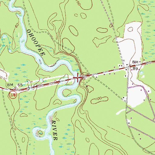 Topographic Map of Cow Ford Bridge, GA