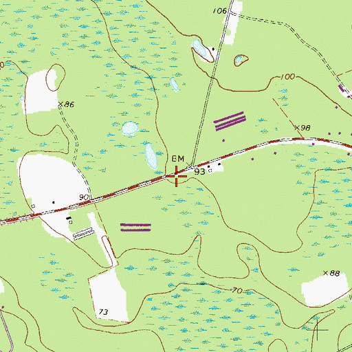Topographic Map of Cow Ford School (historical), GA