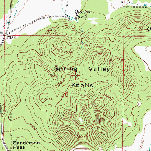 Topographic Map of Spring Valley Knolls, AZ