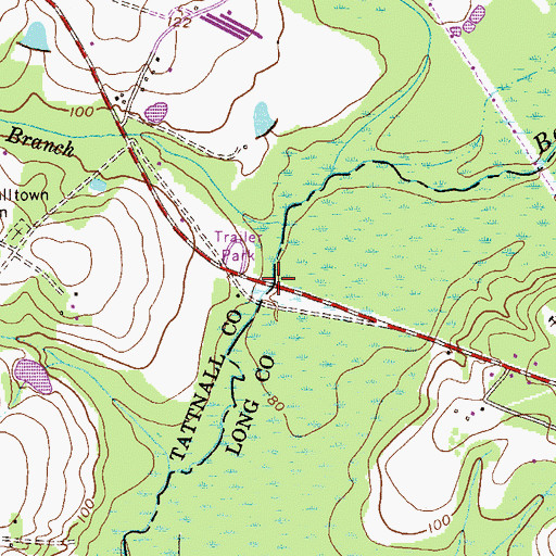 Topographic Map of Halls Bridge, GA