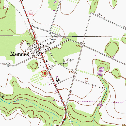 Topographic Map of Mendes Missionary Baptist Church, GA