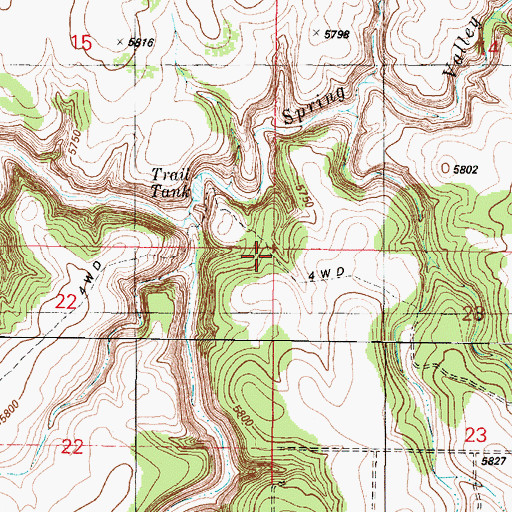 Topographic Map of Spring Valley Wash, AZ