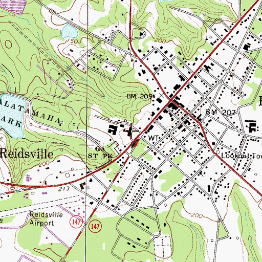 Topographic Map of Reidsville Elementary School, GA