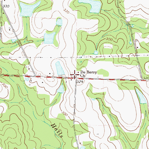 Topographic Map of De Berry Cemetery, GA