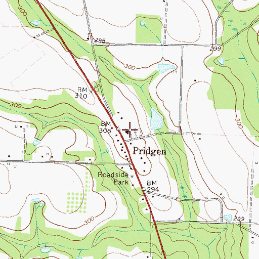 Topographic Map of Prigden Baptist Church, GA