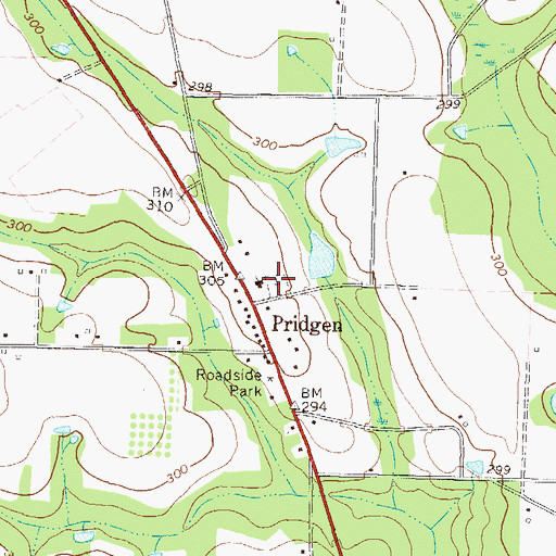 Topographic Map of Prigden Cemetery, GA