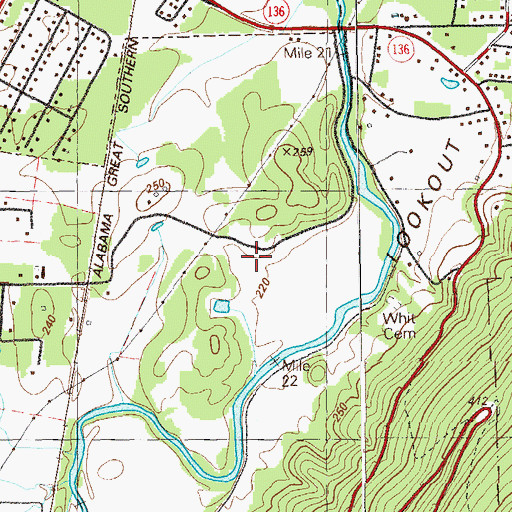 Topographic Map of Dade County, GA