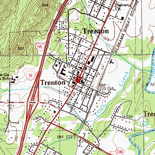 Topographic Map of Dade County Courthouse, GA