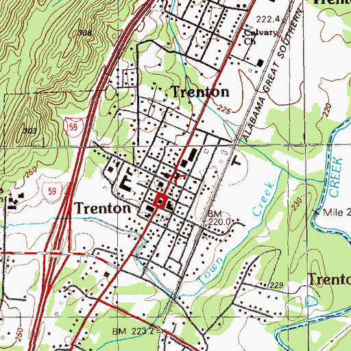 Topographic Map of Trenton United Methodist Church, GA