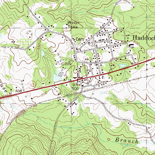 Topographic Map of Haddock Post Office, GA
