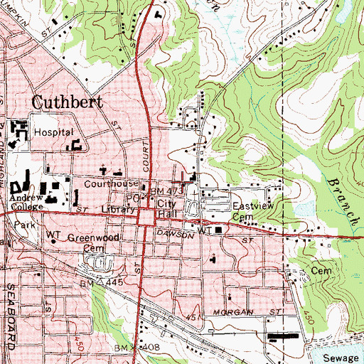 Topographic Map of Antioch Baptist Church, GA