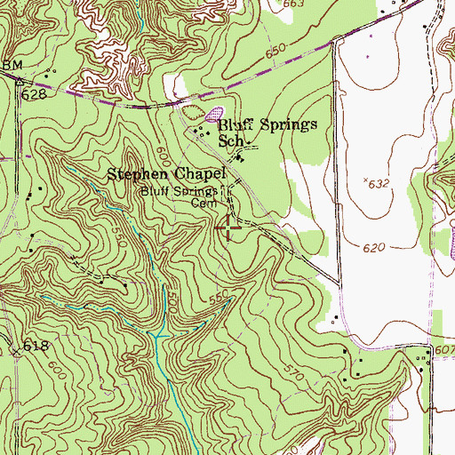 Topographic Map of Bluff Springs Church (historical), GA