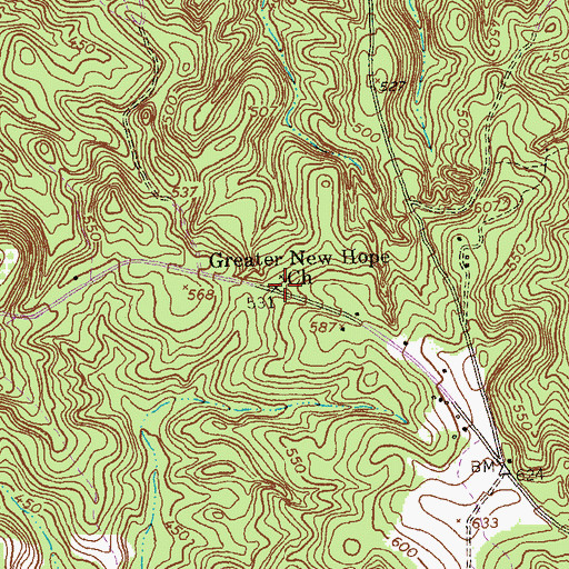 Topographic Map of Greater New Hope School (historical), GA