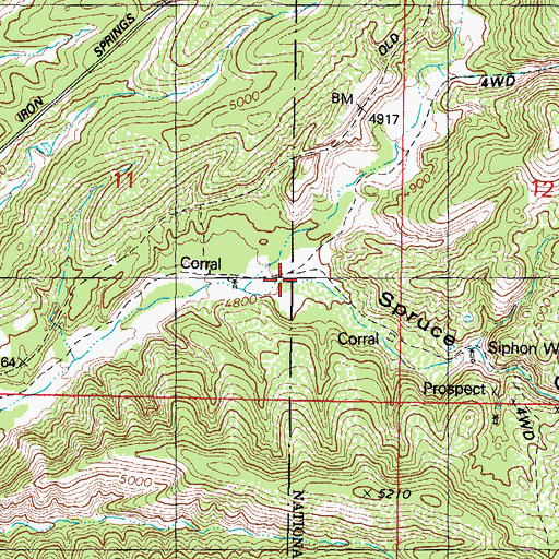 Topographic Map of Spruce Canyon, AZ
