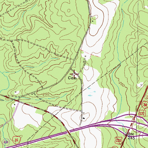 Topographic Map of Gillis Cemetery, GA