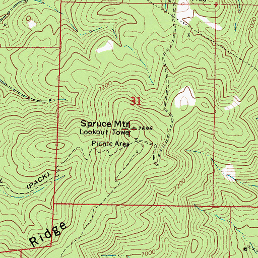 Topographic Map of Spruce Mountain, AZ