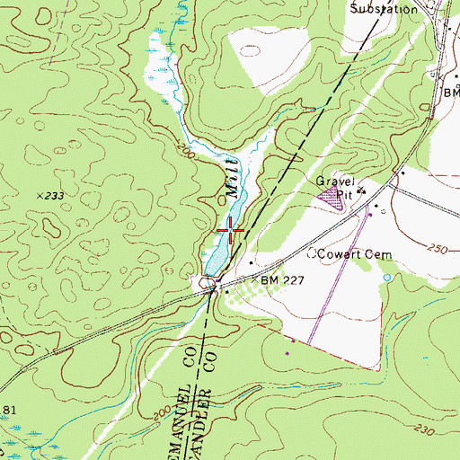 Topographic Map of Cowarts Mill Pond, GA