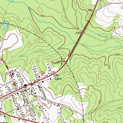 Topographic Map of Twin City Cemetery, GA