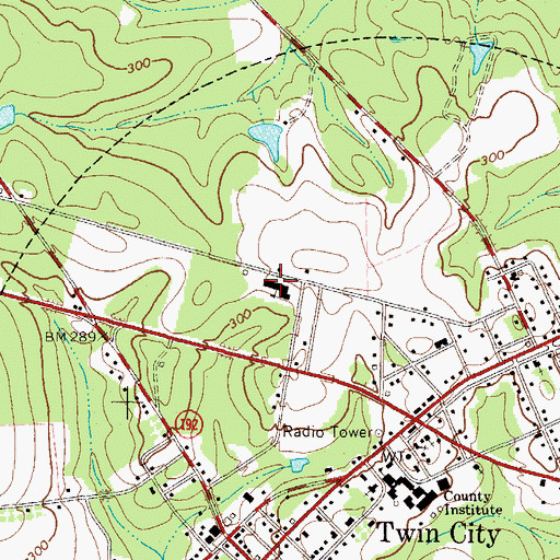 Topographic Map of Twin City Primary School, GA