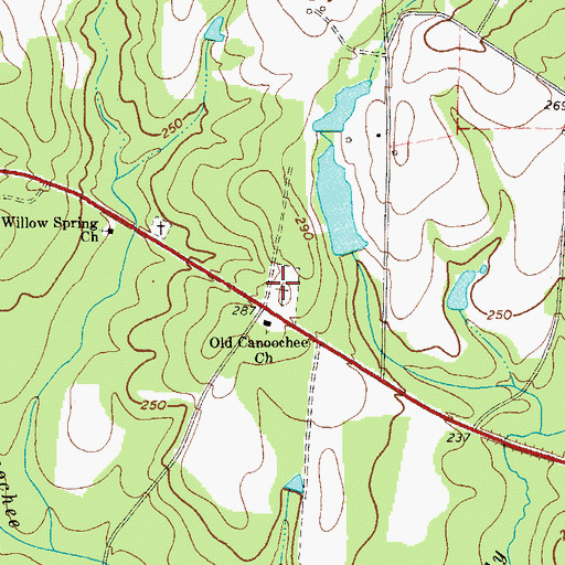 Topographic Map of Old Canoochee Cemetery, GA