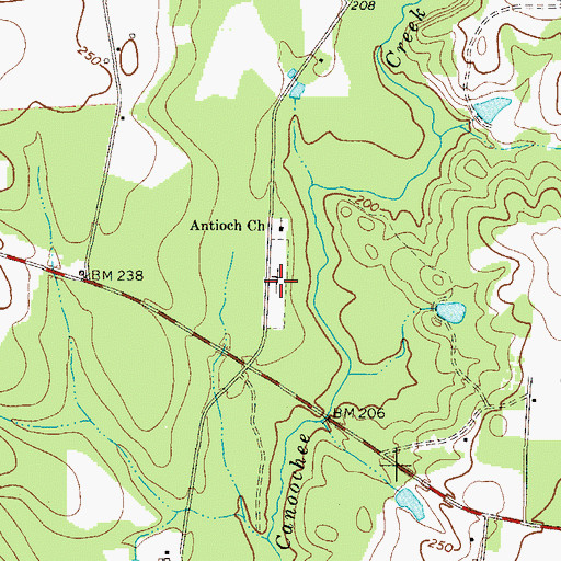 Topographic Map of Antioch Cemetery, GA