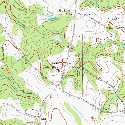 Topographic Map of Mount Olivet Cemetery, GA