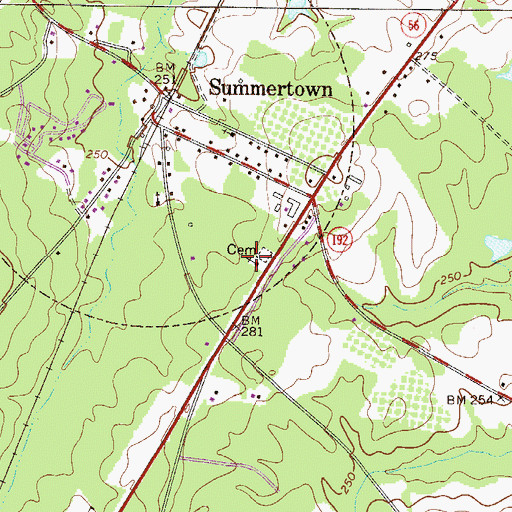 Topographic Map of Summertown United Methodist Church, GA