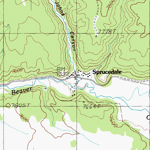 Topographic Map of Sprucedale, AZ