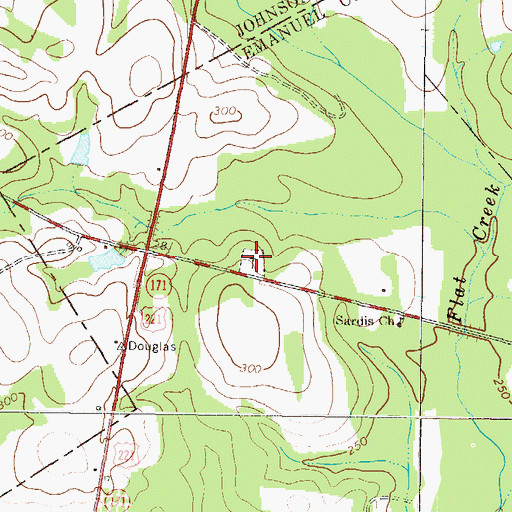 Topographic Map of Sardis Cemetery, GA