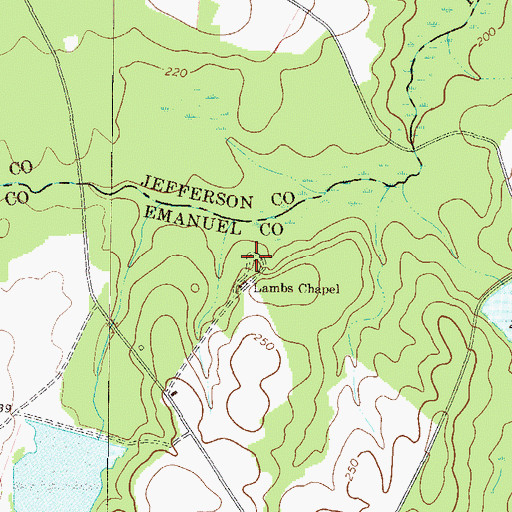 Topographic Map of Lambs Chapel Cemetery, GA