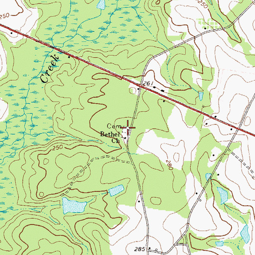 Topographic Map of Bethel Cemetery, GA