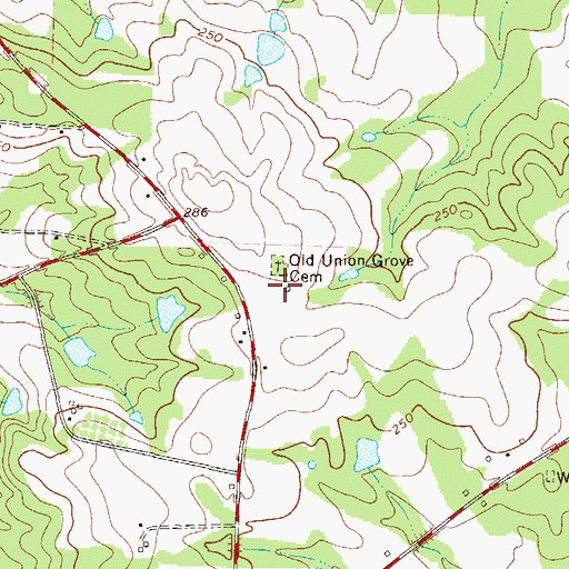 Topographic Map of Old Union Grove Church (historical), GA