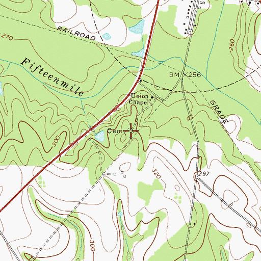Topographic Map of Union Chapel Cemetery, GA