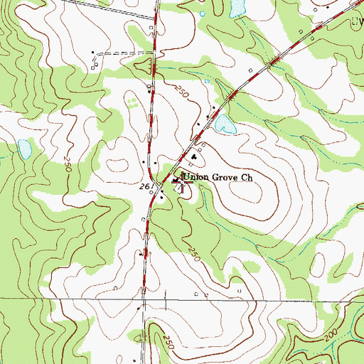 Topographic Map of Union Grove Cemetery, GA