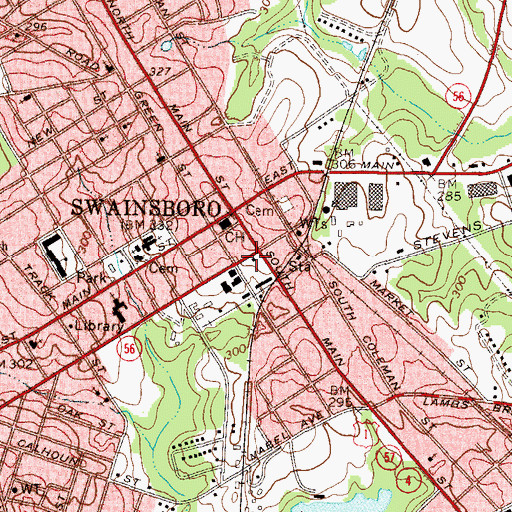 Topographic Map of Mason Plaza Shopping Center, GA