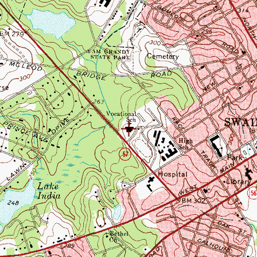 Topographic Map of Swainsboro Technical Institute, GA
