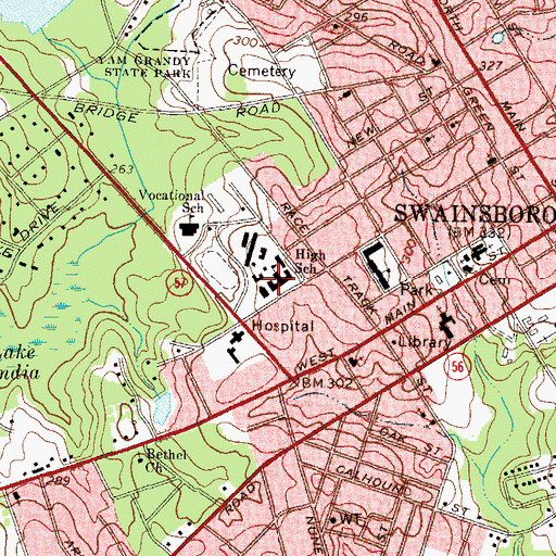 Topographic Map of Swainsboro Middle School, GA