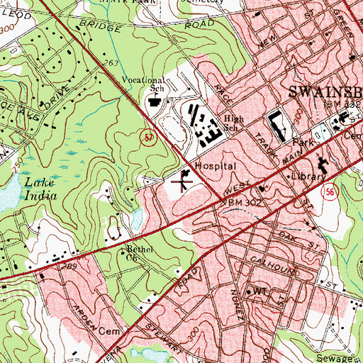 Topographic Map of Emanuel Medical Center, GA