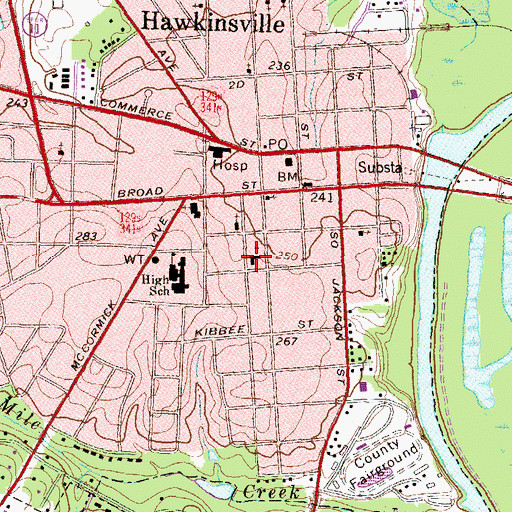 Topographic Map of First Methodist Church, GA