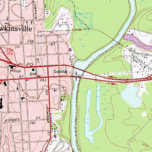 Topographic Map of Roger H Lawson Memorial Bridge, GA