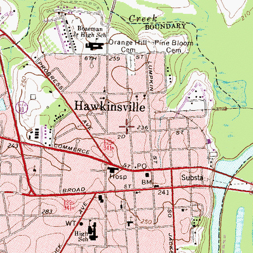 Topographic Map of Saint Thomas African Methodist Episcopal Church, GA