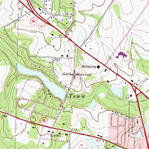 Topographic Map of Town Creek Country Club, GA