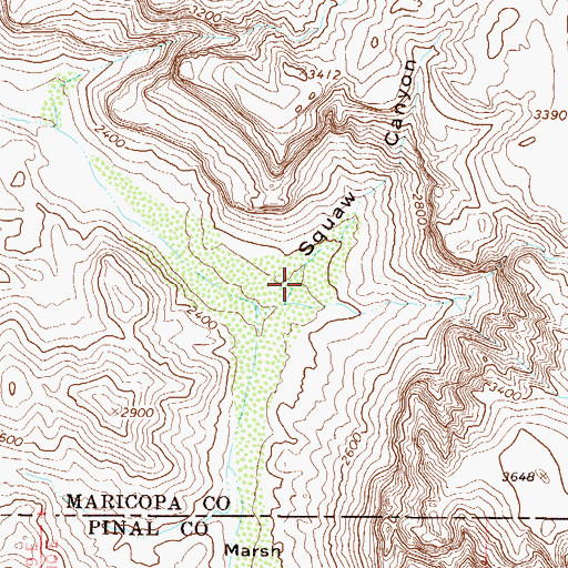 Topographic Map of Squaw Canyon, AZ