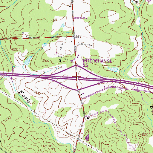 Topographic Map of Interchange 55, GA