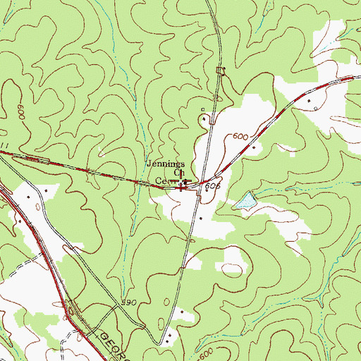 Topographic Map of Jennings Cemetery, GA