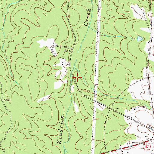 Topographic Map of Mill Hill Cemetery, GA