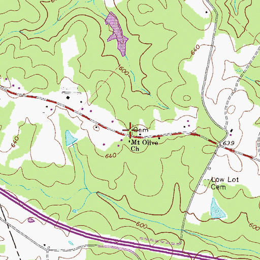 Topographic Map of Mount Olive Cemetery, GA