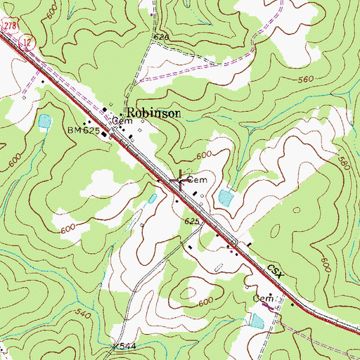 Topographic Map of Robinson Baptist Church, GA